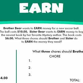 Berenstain Bears Activities 11 - Earn Worksheet