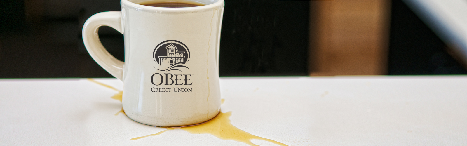 Coffee mug obee credit union in Olympia Washington