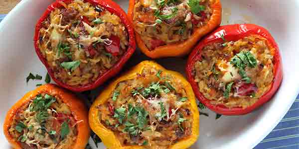 Classic stuffed bell peppers. An easy side dish.