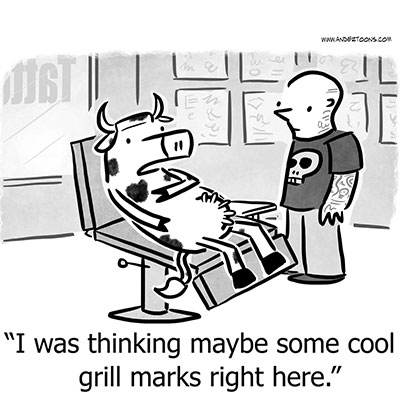Comic Tattoo Grill Marks Cow