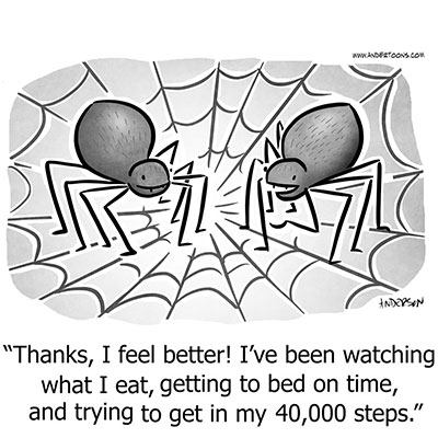 comic strip spiders 40 thousand steps a day