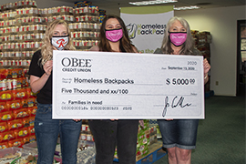They used our donation request letter and obee donated five thousand dollars to the Homeless Backpacks program