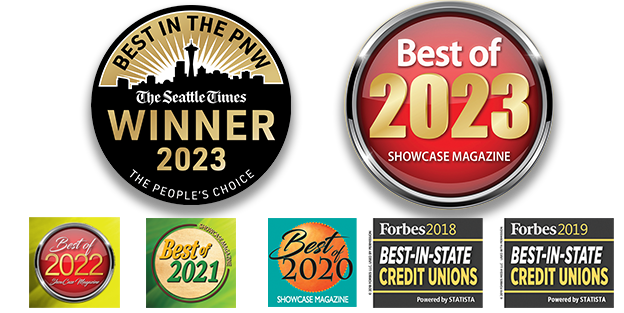 Best Credit Union in Washington State by Seattle Times, Showcase Magazine, and Forbes