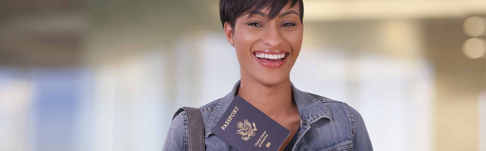 Woman holding a passport
