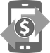 Graphic of a smart phone with a transfer funds symbol in the screen