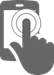 Graphic of a hand with finger touching a smart phone screen