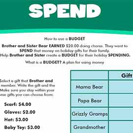 Berenstain Bears Activities 10 - Spend Worksheet