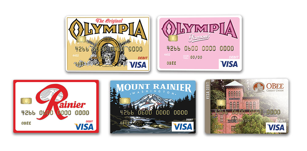Iconic Olympia Beer Debit Cards, Rainier Debit Card, Olympia Brewery Debit Card, OBee Debit Cards