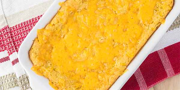 Dump and Bake Corn Casserole. An easy Thanksgiving side dish.