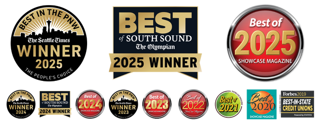 Best Credit Union in Washington State by Seattle Times, Showcase Magazine, and Forbes